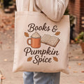 Books And Pumpkin Spice Canvas Tote Bag