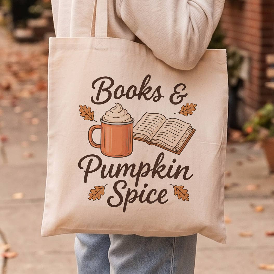 Books And Pumpkin Spice Canvas Tote Bag