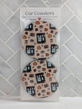 Autumn Bookstore Car Coasters – Set of 2