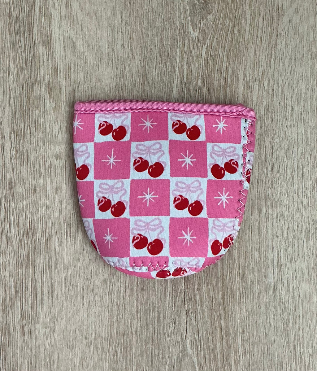 Cherry & Bow Checkered Drink Sleeve