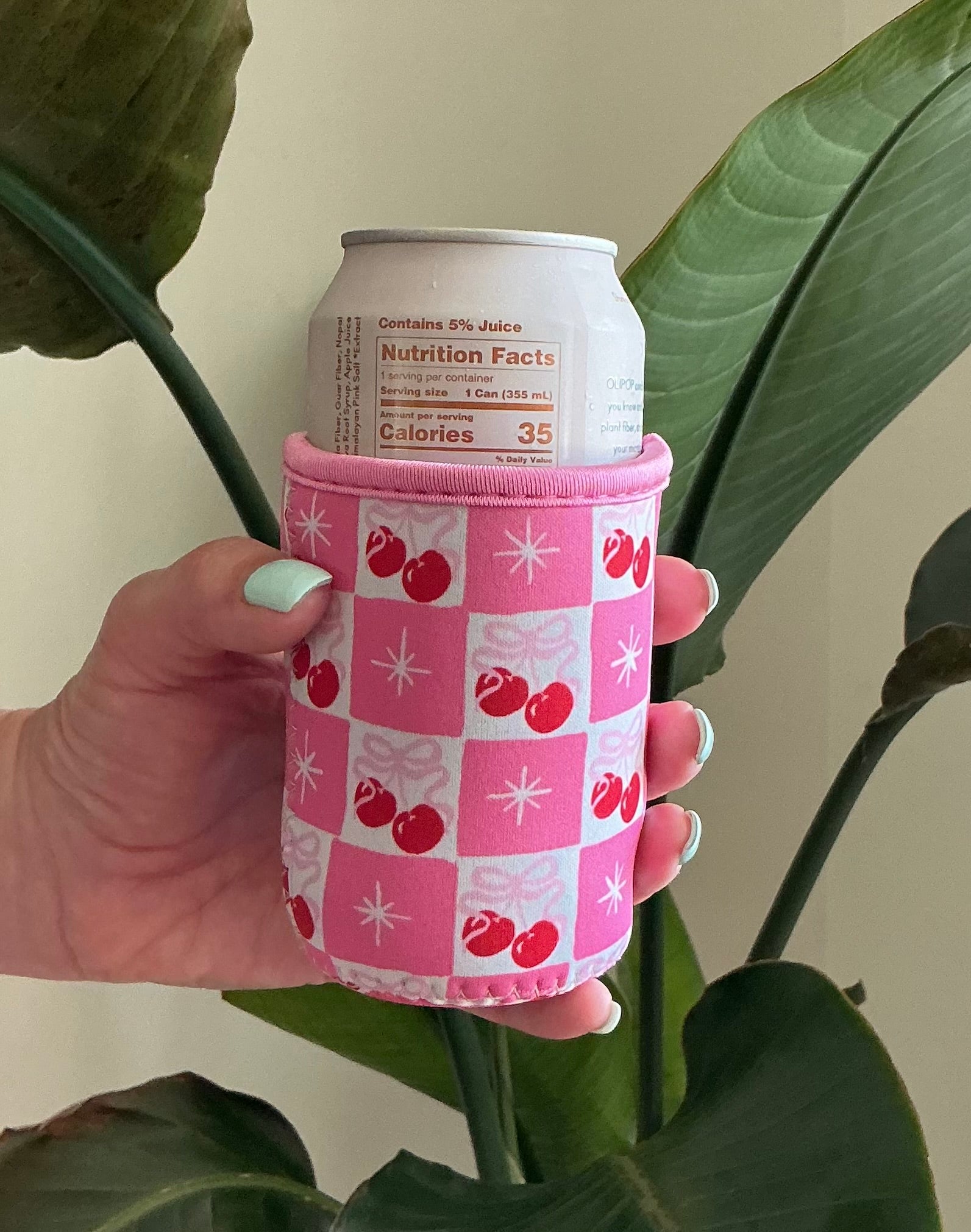 Cherry & Bow Checkered Drink Sleeve