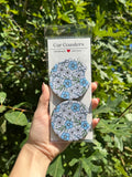 Blue Floral & Bows Car Coasters – Set of 2