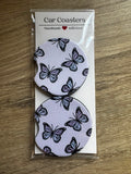 Purple Butterfly Car Coasters – Set of 2