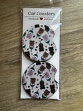 Coffee Bear Car Coasters – Set of 2