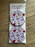 Flower Silly Goose Car Coasters – Set of 2