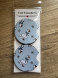 Silly Goose Blue Coquette Car Coasters – Set of 2