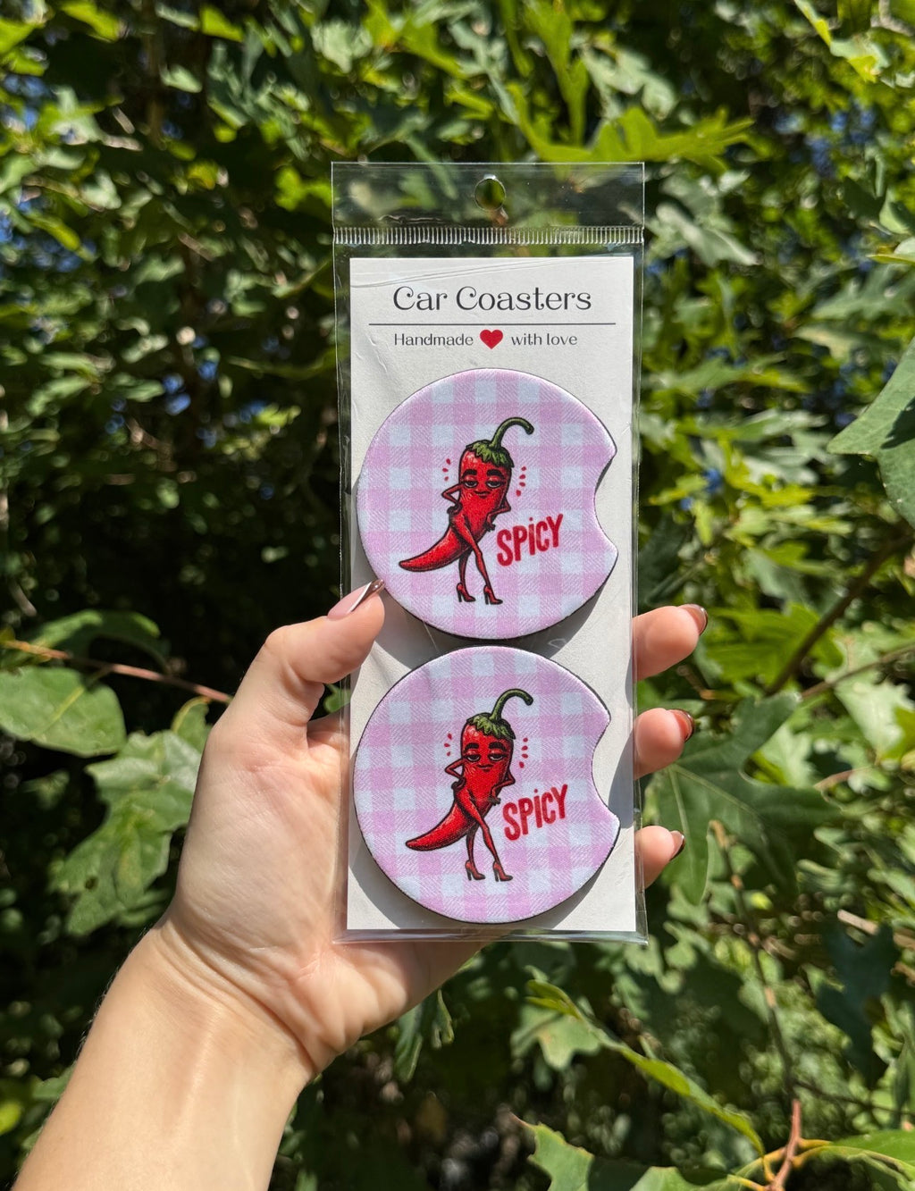 Pink Spicy Pepper Car Coasters