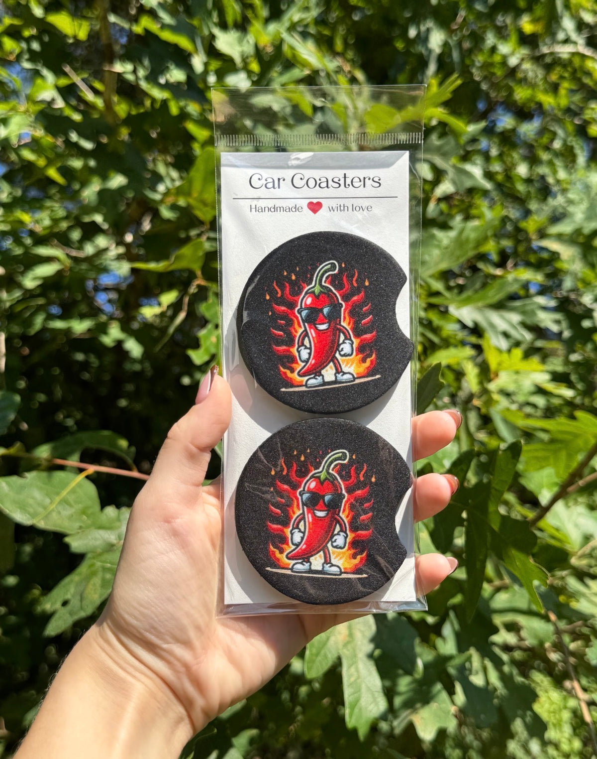 Black Spicy Pepper Car Coasters