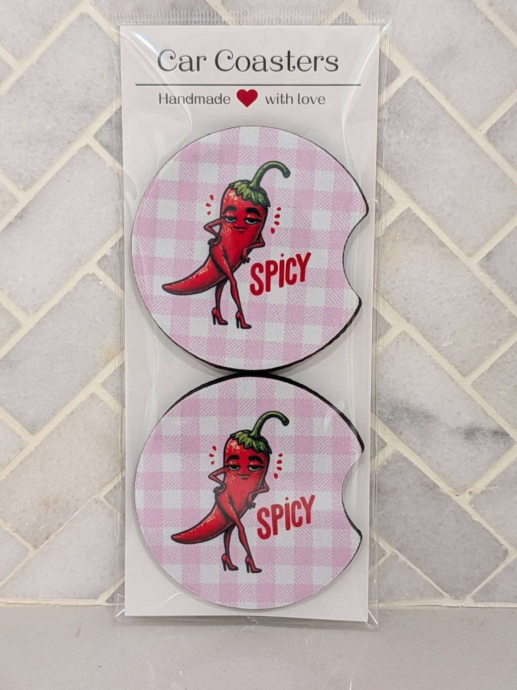 Pink Spicy Pepper Car Coasters