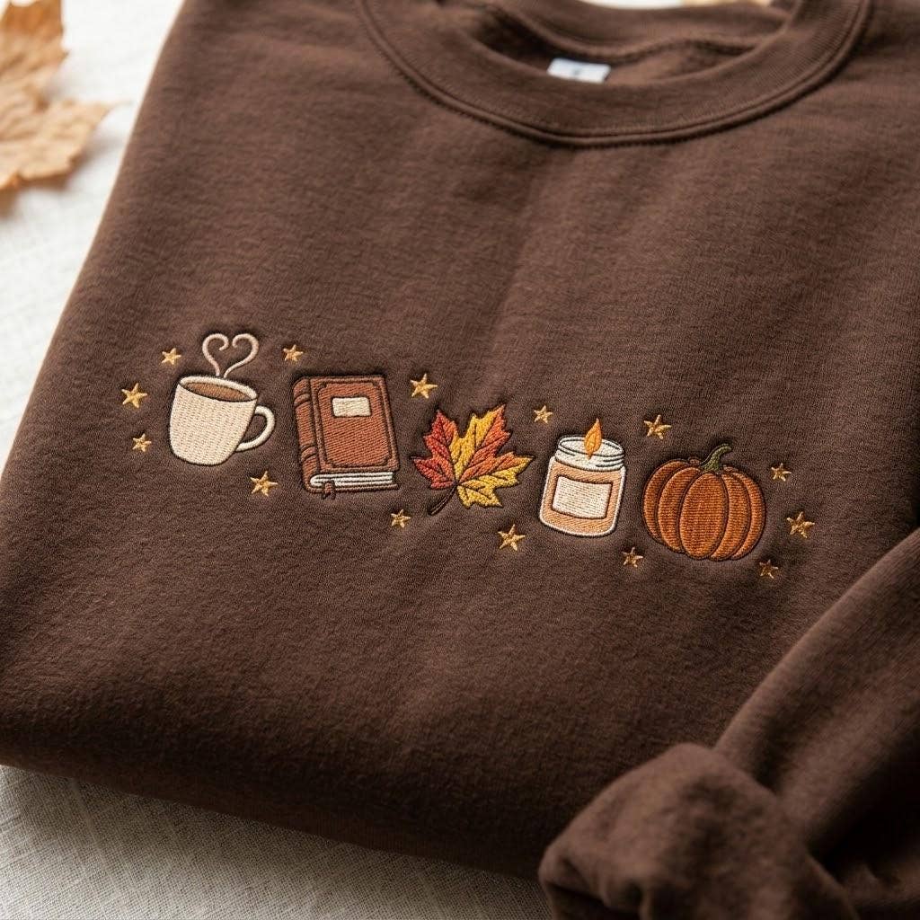 Embroidered Fall Bookish Sweatshirt