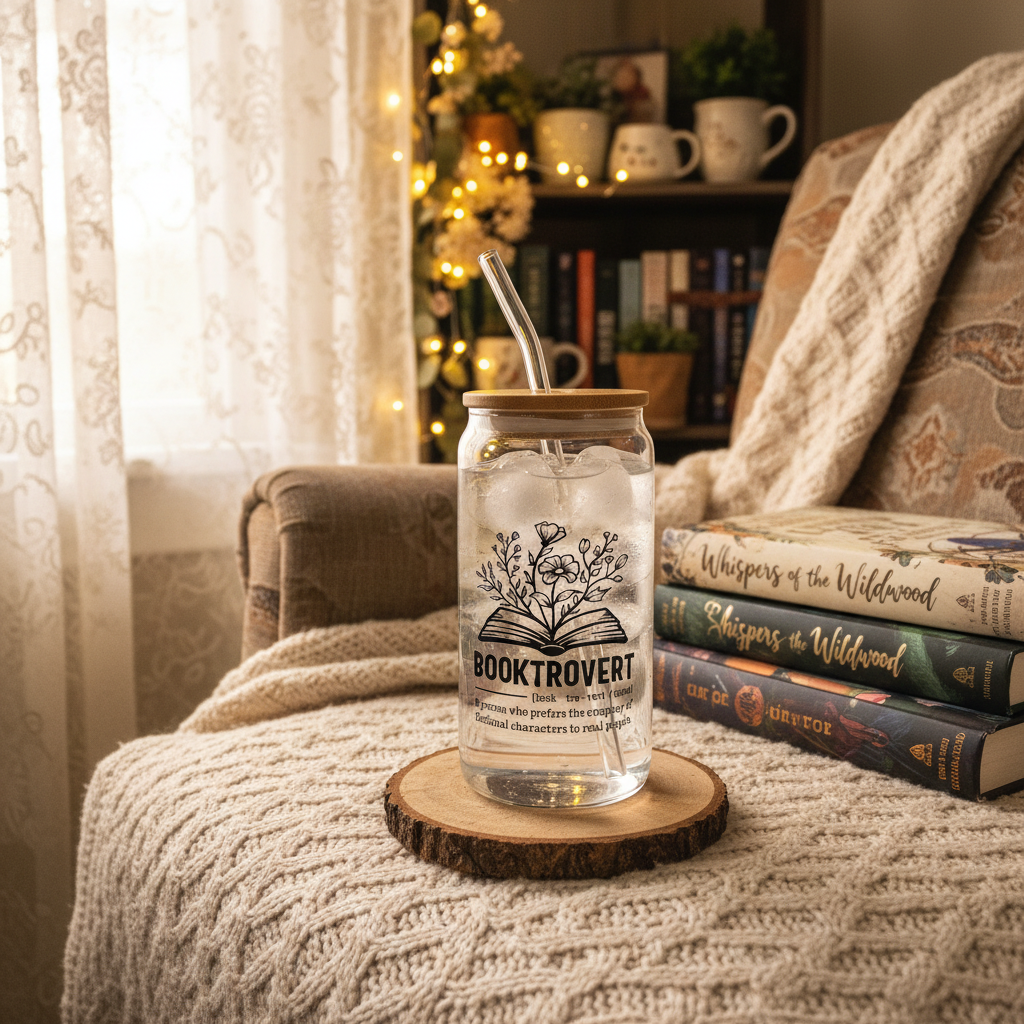 Booktrovert tumbler with books