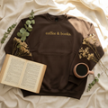 Coffee & books sweatshirt flat lay
