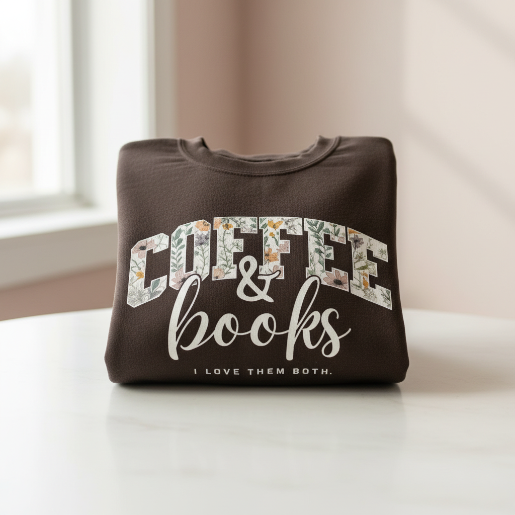 COFFEE books sweatshirt folded