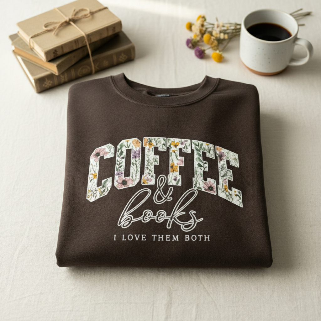 COFFEE books sweatshirt folded