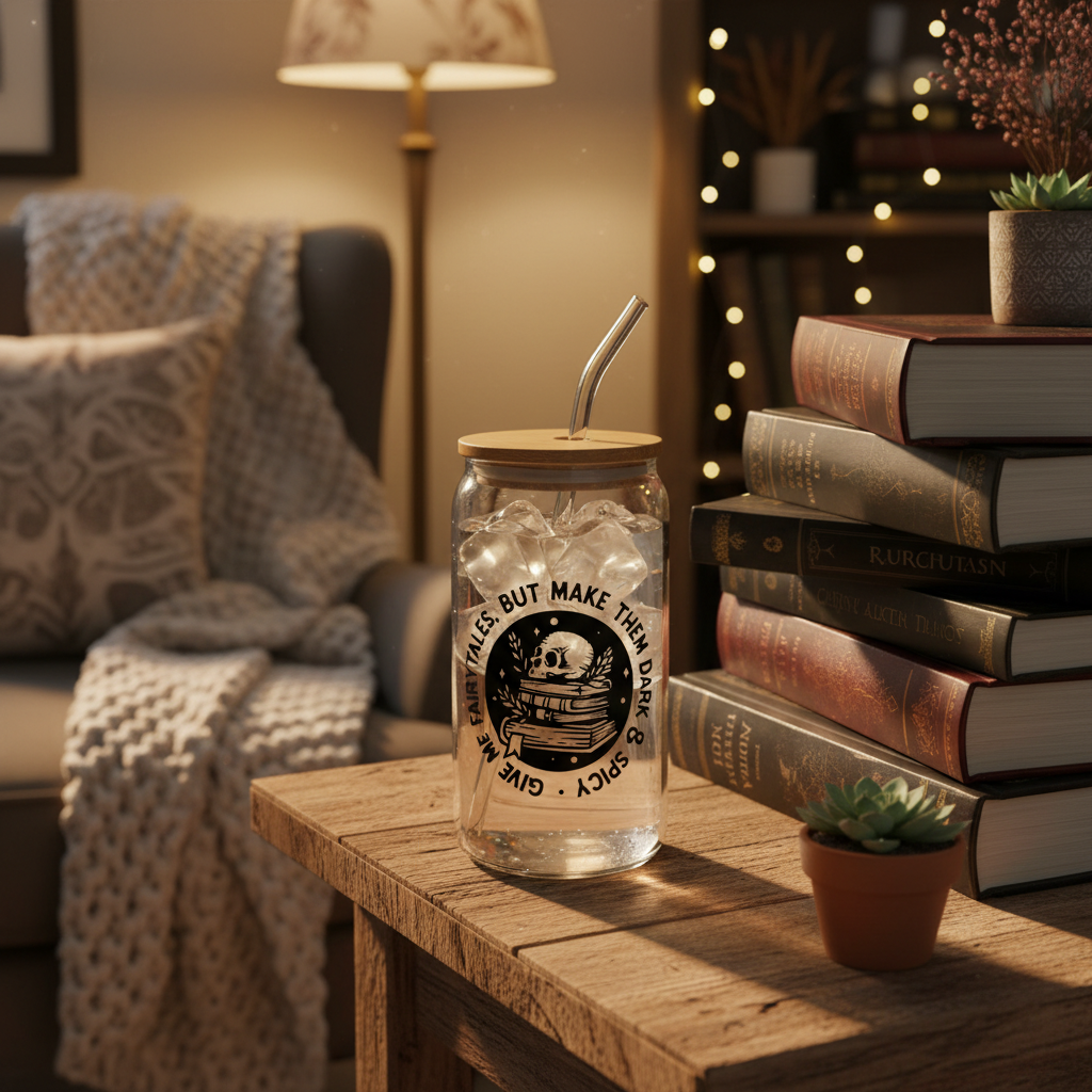 Dark & Spicy tumbler with books