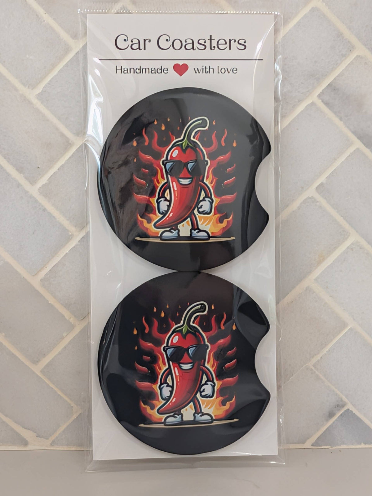 Black Spicy Pepper Car Coasters
