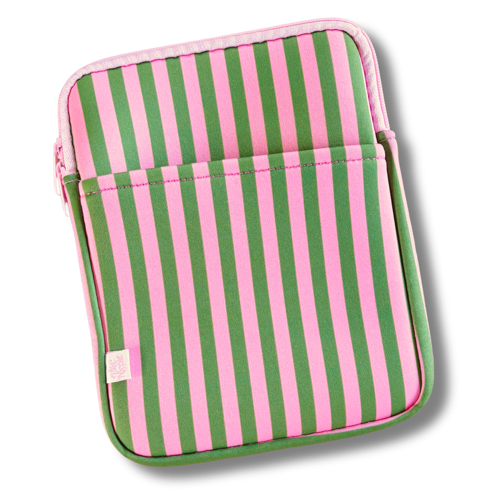 E-reader / Book Sleeve  - Pink & Green Stripes