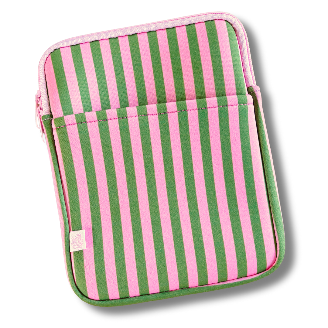 E-reader / Book Sleeve  - Pink & Green Stripes