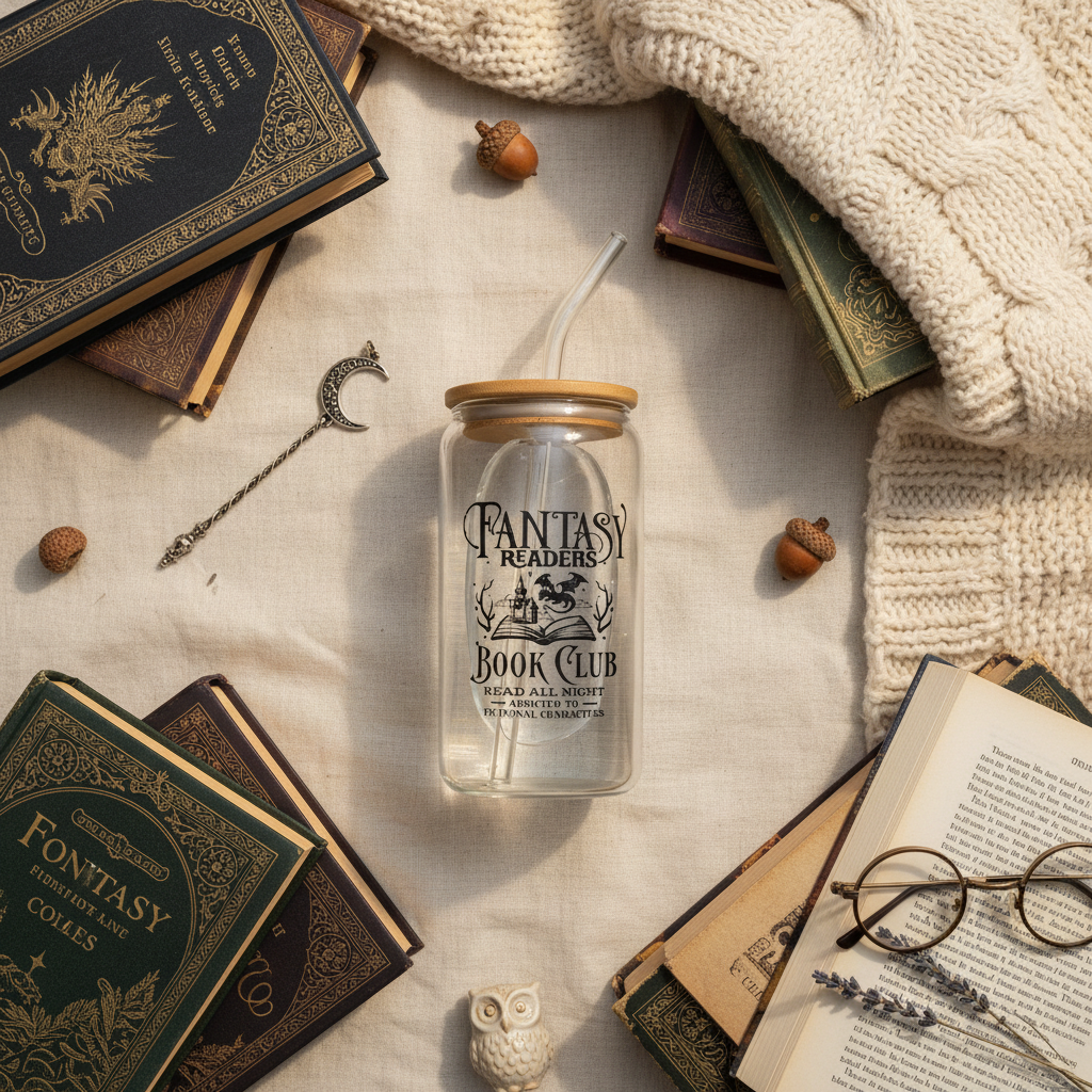 Fantasy tumbler flat lay