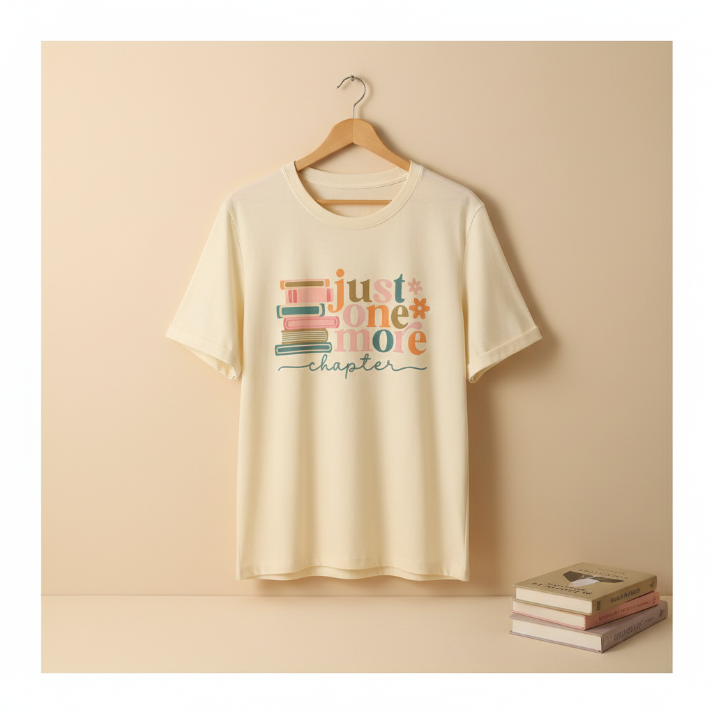 Just One More Chapter tee hanger natural sleeves