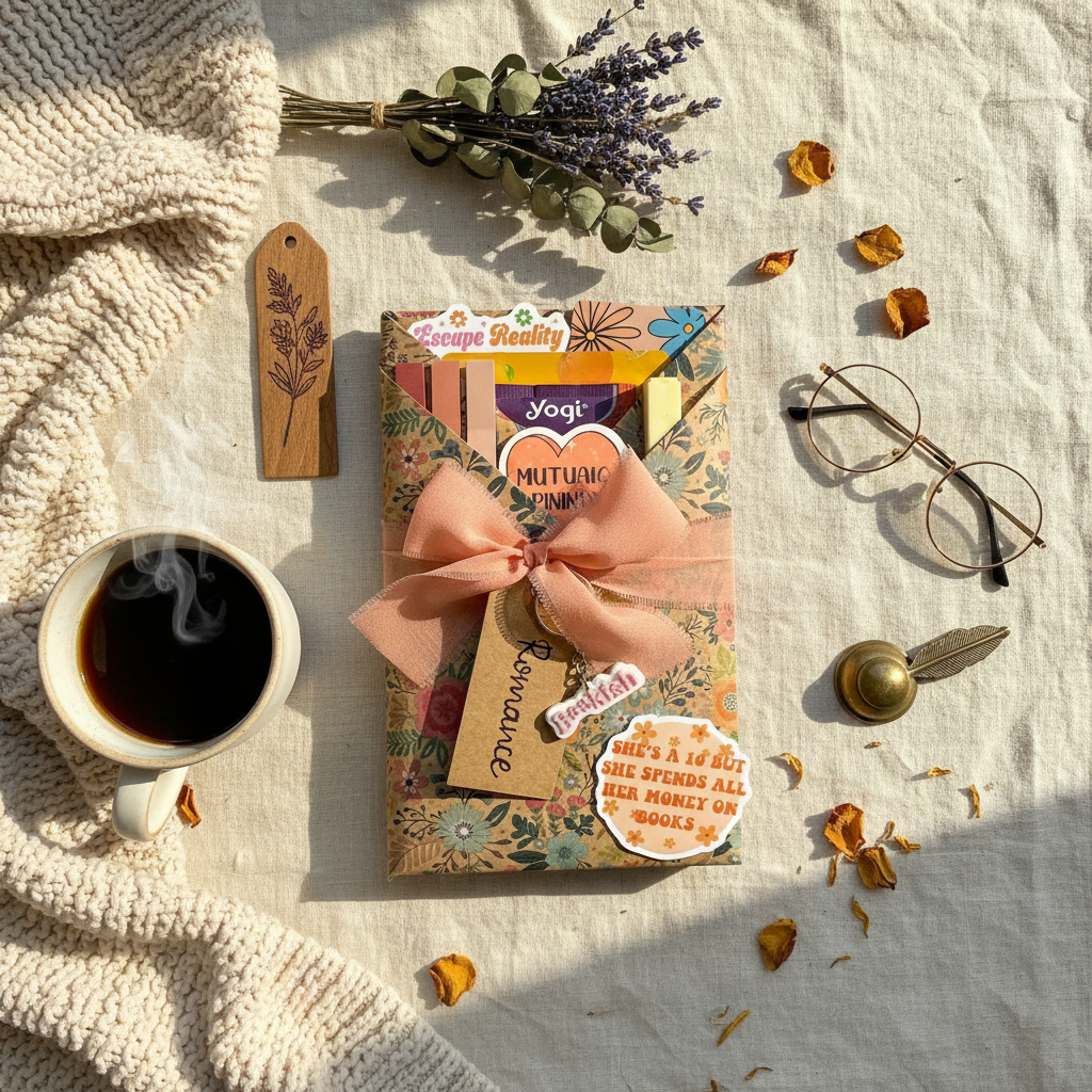 Mystery book flat lay