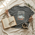 TIRED MOMS Book Club t-shirt flat lay